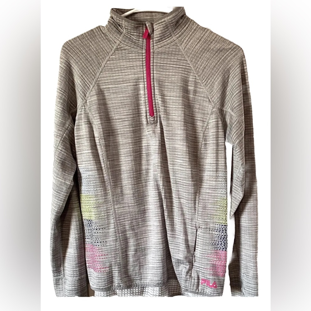 Fila Sport Women’s Size Medium Gray Pullover Jacket 1/4 Zip Collared Running